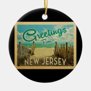 New Jersey Beach Vintage Travel Keramisch Ornament
