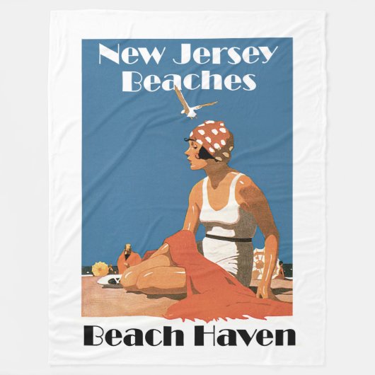 New Jersey Beaches ~ Beach Haven Fleece Deken (Voorkant)