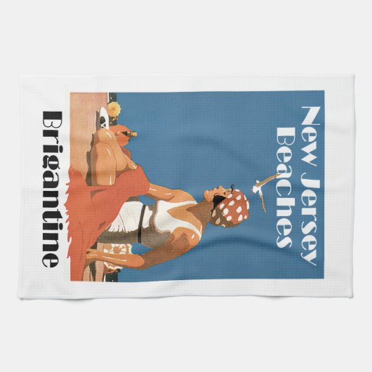 New Jersey Beaches ~Brigantine Theedoek (Horizontaal)