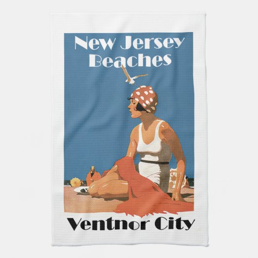 New Jersey Beaches ~ Ventnor City Theedoek (Verticaal)