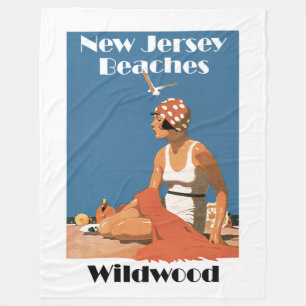 New Jersey Beaches ~ WildWood Fleece Deken