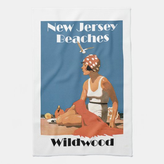 New Jersey Beaches ~ Wildwood Theedoek (Verticaal)