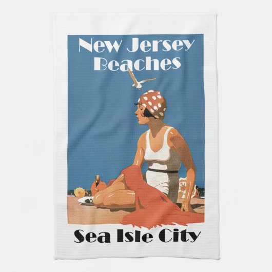 New Jersey Beaches ~ Zee Isle City Theedoek (Verticaal)