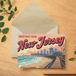 New Jersey Boardwalk Nostalgia Print Feestdagenkaart