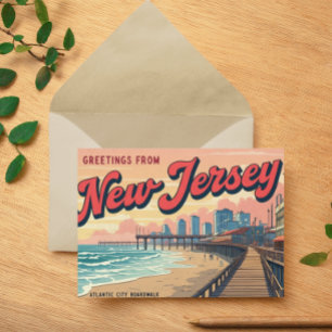New Jersey Boardwalk Nostalgia Print Feestdagenkaart