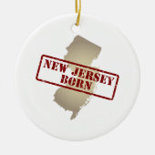 New Jersey Born - Stamp on Map Keramisch Ornament (Voorkant)