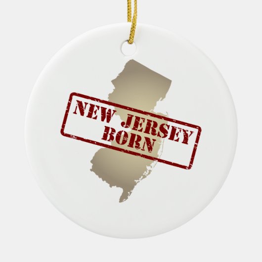 New Jersey Born - Stamp on Map Keramisch Ornament (Voorkant)