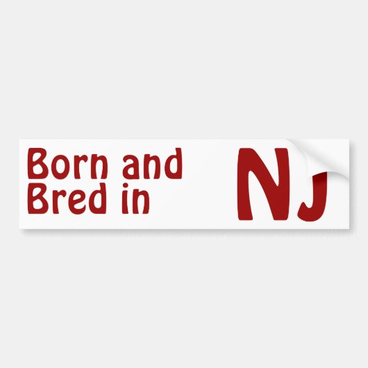 New Jersey Bred (Bumper) Sticker (Voorkant)