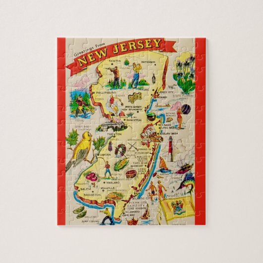 New Jersey Briefkaart Kaart Jigsaw Puzzel (Verticaal)