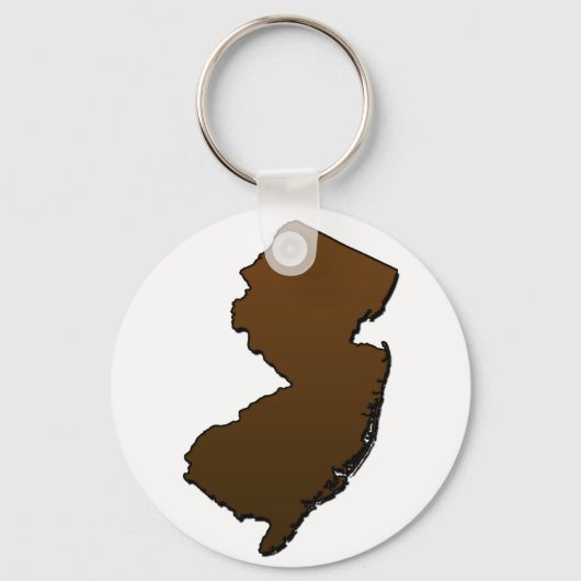 New Jersey Brown Outline Sleutelhanger (Voorkant)
