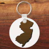 New Jersey Brown Outline Sleutelhanger (Voorkant)