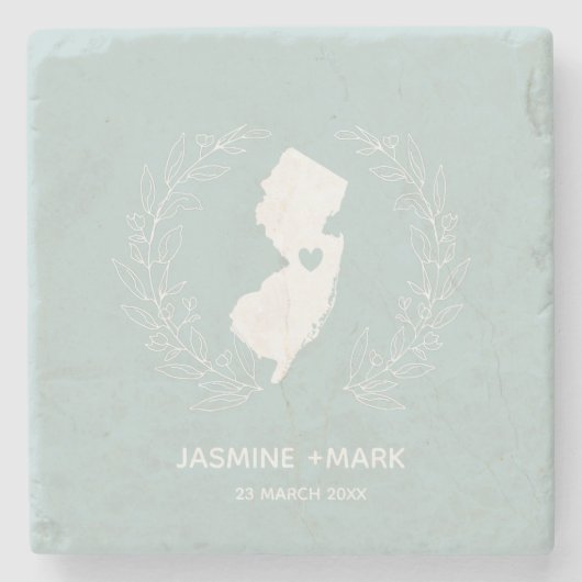 New Jersey bruiloft bevoordeelt douane Stenen Onderzetter (Voorkant)