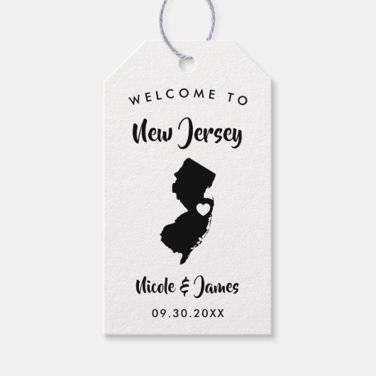 New Jersey bruiloft welkomsttas Labels, kaart Cadeaulabel (Voorkant)