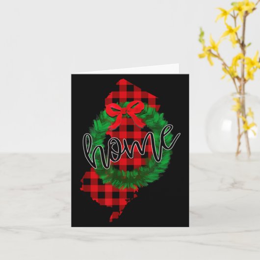 New Jersey Buffalo Plaid Christmas Home Wreath Ret Kaart (Gele Bloem)