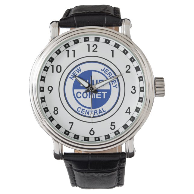 New Jersey Central Blue Comet Train Logo Horloge (Voorkant)