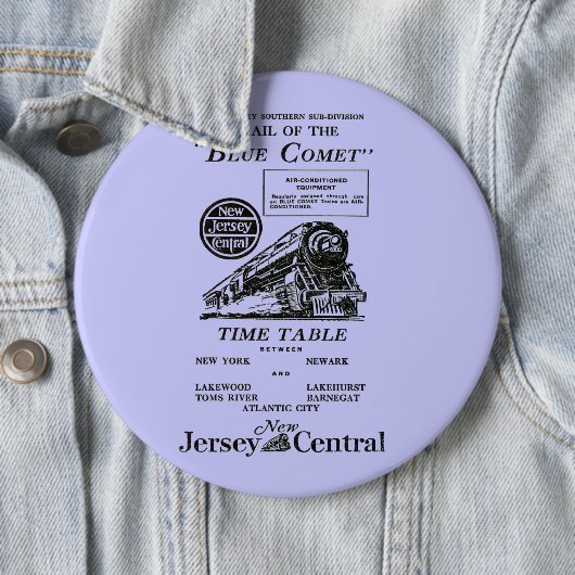 New Jersey Central Blue Comet Train Ronde Button 6,0 Cm (In situ)
