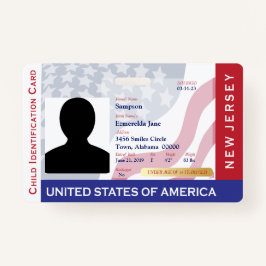 NEW JERSEY - Child ID - USA Flag Achtergrond Badge
