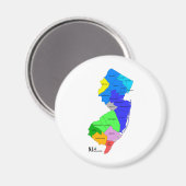 New Jersey County in Color Magneet (Voorkant / Achterkant)