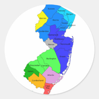 New Jersey County in Color Ronde Sticker
