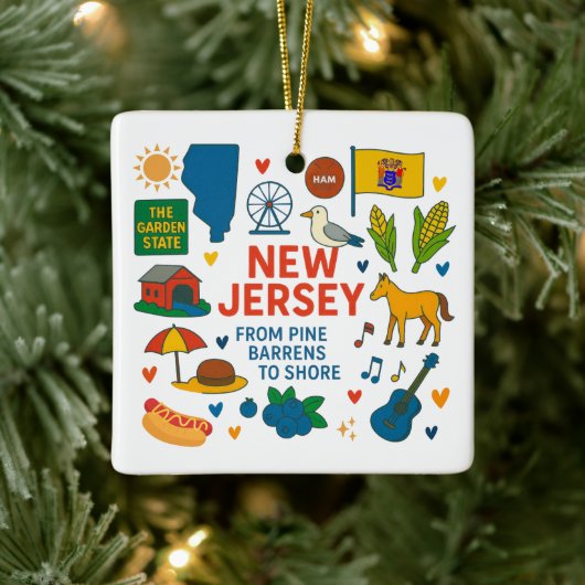 New Jersey Custom Family Trip Christmas Keramisch Ornament (Boom)