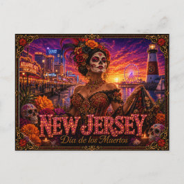New Jersey Día de los Muertos Retro Briefkaart