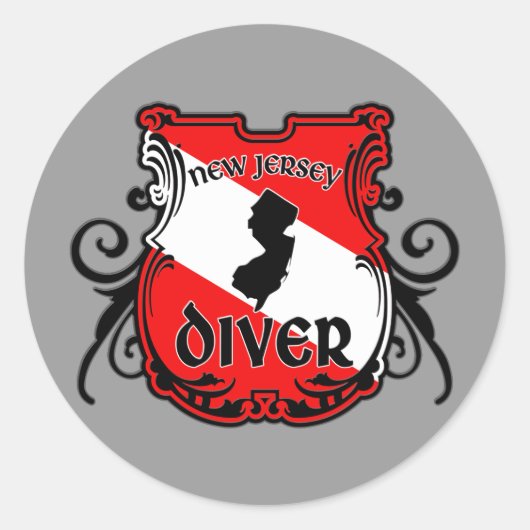 New Jersey Diver Ronde Sticker (Voorkant)