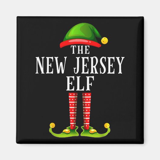 New Jersey Elf Christmas Matching Family Group Pjs Magneet (Voorkant)