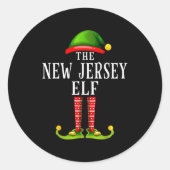New Jersey Elf Christmas Matching Family Group Pjs Ronde Sticker (Voorkant)