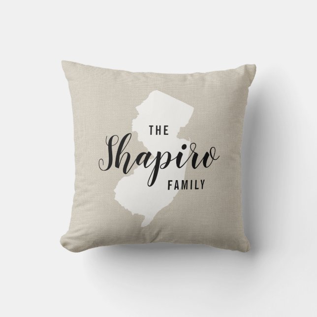 New Jersey familie Monogram State Sierkussen (Voorkant)