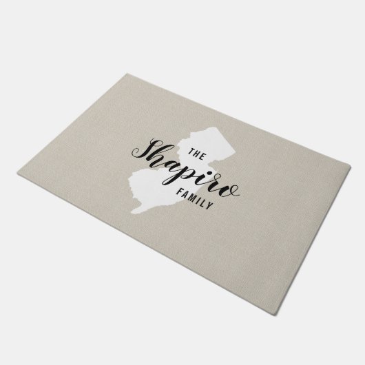 New Jersey Family Monogram State Doormat Deurmat (Schuin)