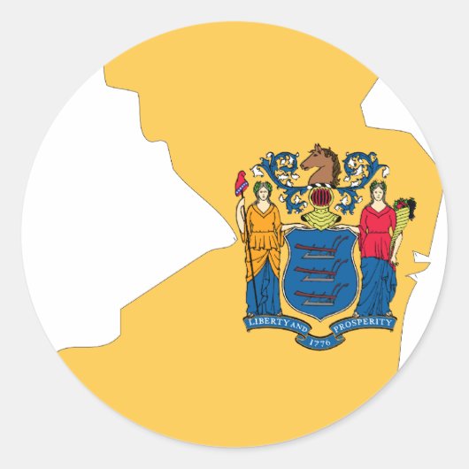 New Jersey Flag Map Ronde Sticker (Voorkant)