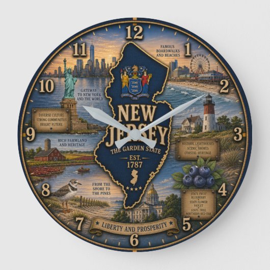 New Jersey Garden State Coastal Lighthouse Rustic Grote Klok (Voorkant)