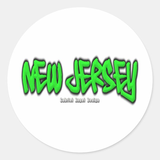 New Jersey Graffiti Ronde Sticker (Voorkant)