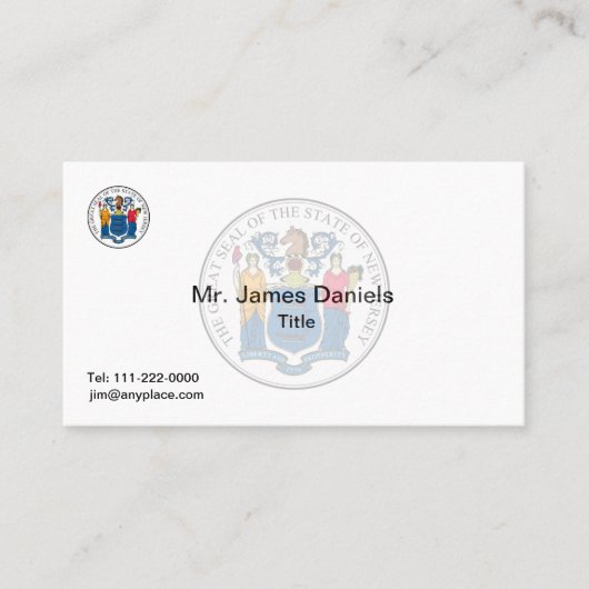 New Jersey Great Seal Visitekaartje (Voorkant)
