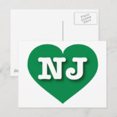 New Jersey Green Heart - Ik hou van NJ Briefkaart (Voorkant / Achterkant)