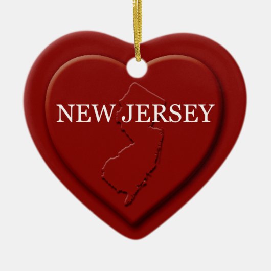 New Jersey Heart Map kerstversiering Keramisch Ornament (Voorkant)