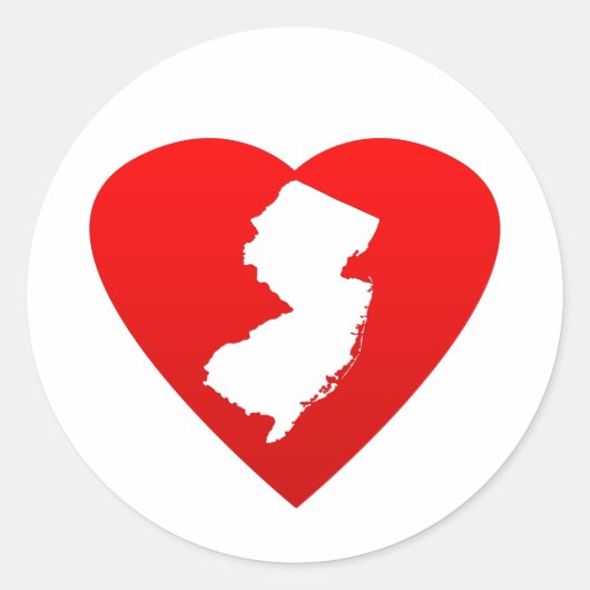 New Jersey Heart Ronde Sticker (Voorkant)