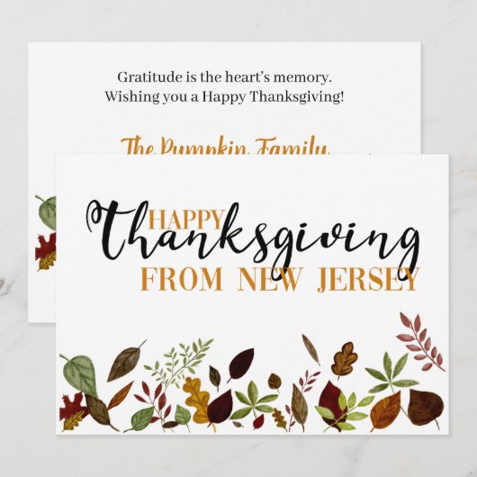 New Jersey Herfst Foliage Thanksgiving Card Feestdagenkaart (Voorkant / Achterkant)