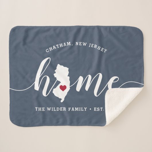 New Jersey Home State Personalized Sherpa Deken (Voorkant (horizontaal))