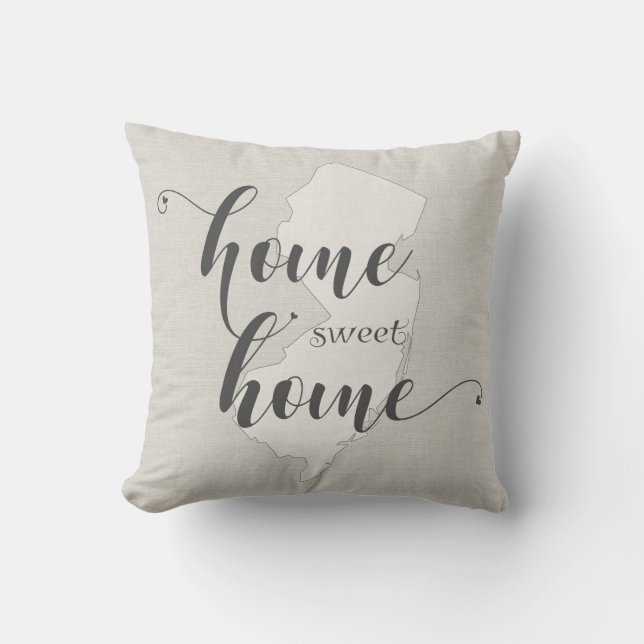 New Jersey - Home Sweet Home burlap-look Kussen (Voorkant)