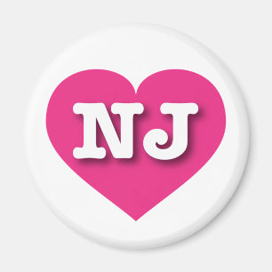 New Jersey Hot Pink Heart - Ik hou van NJ Magneet