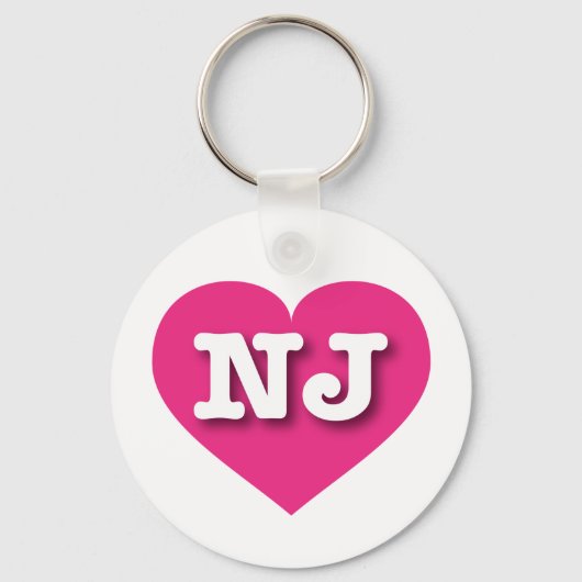 New Jersey Hot Pink Heart - Ik hou van NJ Sleutelhanger (Voorkant)