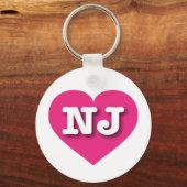 New Jersey Hot Pink Heart - Ik hou van NJ Sleutelhanger (Voorkant)