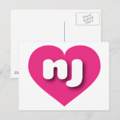 New Jersey hot roze hart - Ik hou van nj Briefkaart (Voorkant / Achterkant)