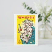 New Jersey Illustrated Vintage Postcard Briefkaart (Staand voorkant)