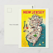 New Jersey Illustrated Vintage Postcard Briefkaart (Voorkant / Achterkant)