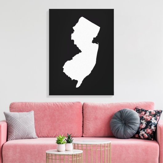 New Jersey in White en Black Canvas Afdruk (Insitu (Woonkamer))