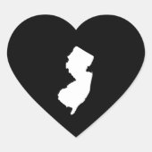 New Jersey in White en Black Hart Sticker (Voorkant)