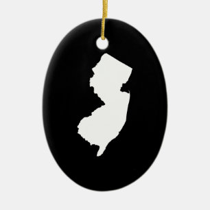 New Jersey in White en Black Keramisch Ornament