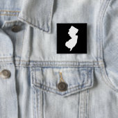 New Jersey in wit en zwart Vierkante Button 5,1 Cm (In situ)